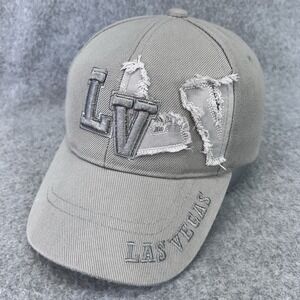 Las Vegas LV Distressed Embroidered Cap Gray Adjustable Strapback Santo